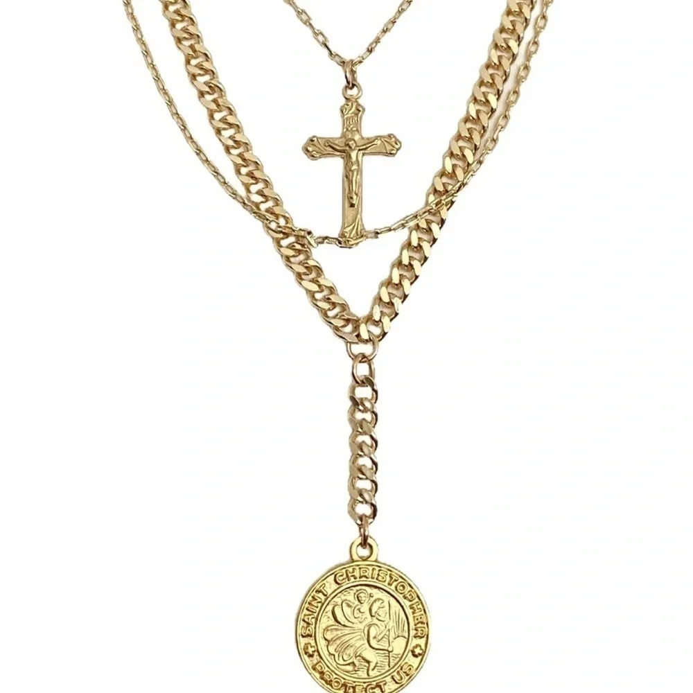 Guardian Three Layered Necklace Gold Plated